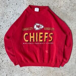Vintage 90s Kansas City Chiefs Logo 7 Red NFL Football Crewneck 1990 Size L
